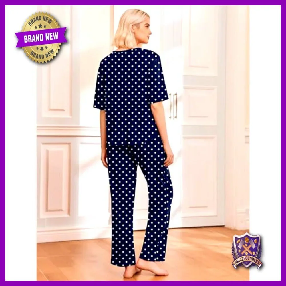 2 Pack Pajama Set Short Sleeve Tops Long Pants Lounge Wear with Pockets